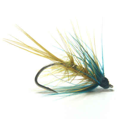 softhackles.blog - palmered hackle wet fly - Golden Olive Bumble